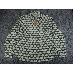 Boden Swan Print Button Up Shirt Womens US 20-22 Green T1670 Ivy New